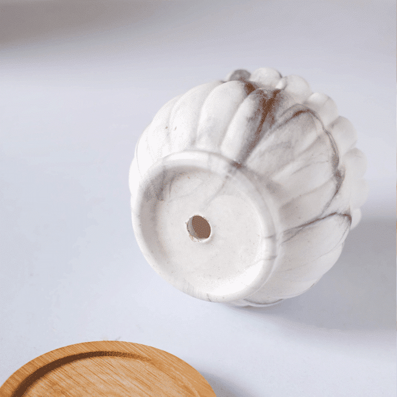 3-Inch Cinzia Ivory Ceramic Succulent Planter Pots with Bamboo Trays | Set of 4 thumbnail 4