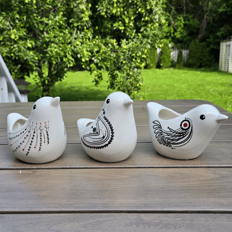 Cute Birds & Glazed Ceramic Desktop Succulent Pots | Set of 3 thumbnail 9