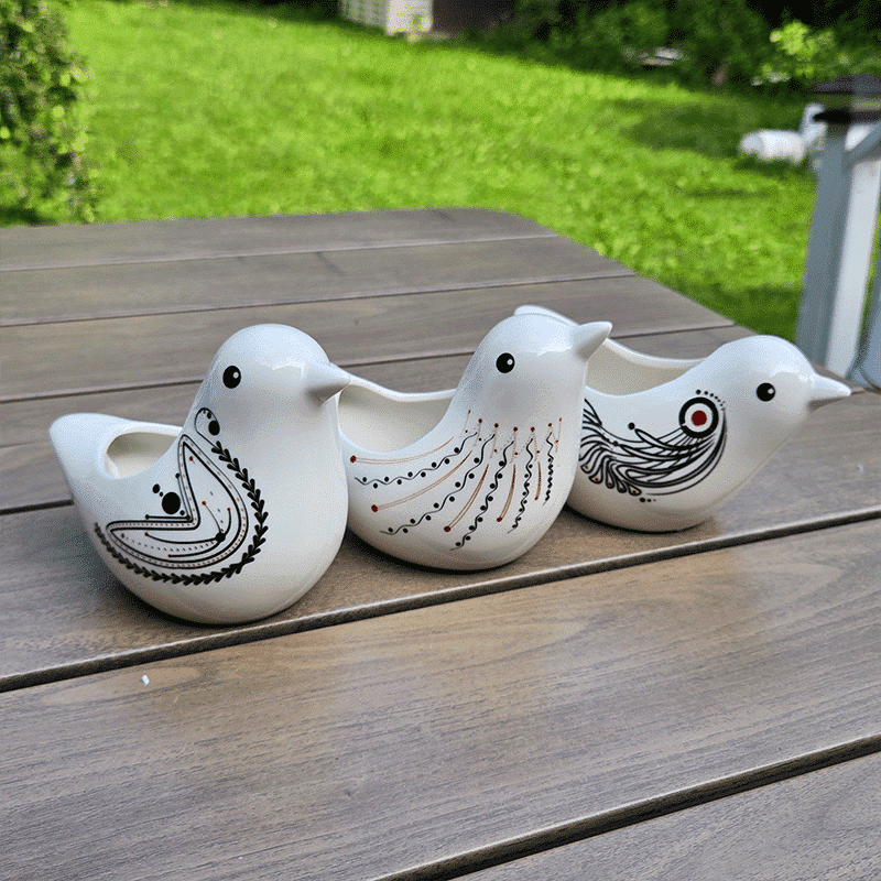 Cute Birds & Glazed Ceramic Desktop Succulent Pots | Set of 3 thumbnail 10