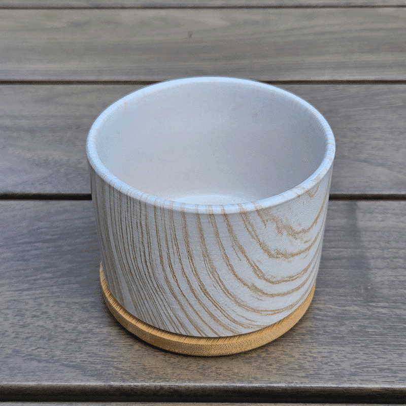 3.5-Inch Nordic Marble Colorful Stripe Ceramic Succulent Pots with Bamboo Trays | Set of 4 thumbnail 6