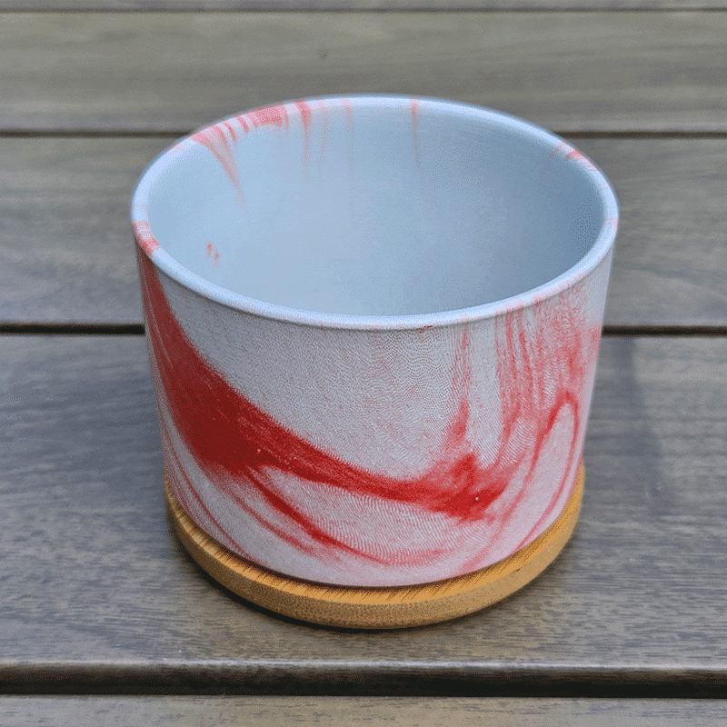 3.5-Inch Nordic Marble Colorful Stripe Ceramic Succulent Pots with Bamboo Trays | Set of 4 thumbnail 7