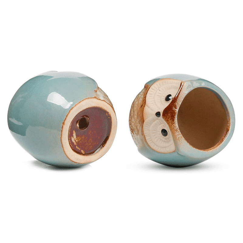 2.5-Inch Cute Ceramic Owl Succulent Pots with Bamboo Trays | Set of 6 thumbnail 4